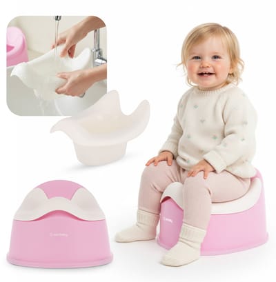 sun baby Potje - 18-36 maanden - antislipvoeten, ergonomische rugleuning, verwijderbare inzet, kunststof, tot 15 kg - Donkerroze-Wit