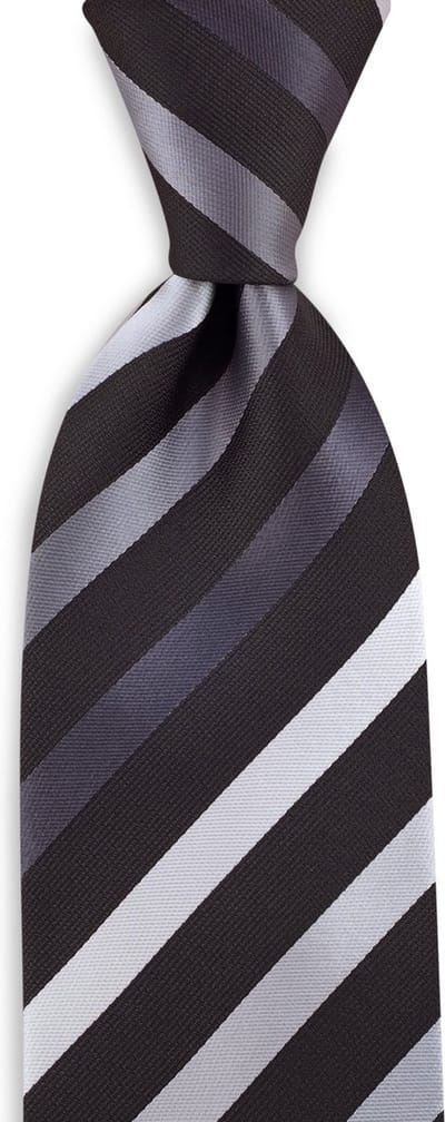 JB Collection - Stropdassen - stropdas grijs gestreept - zwart / grijstinten / wit