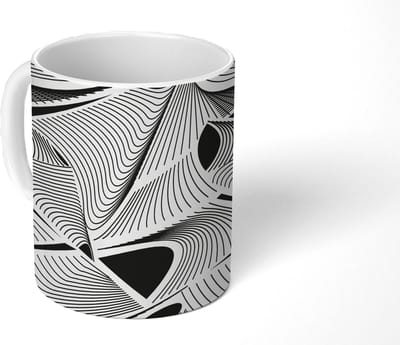 Mok - Koffiemok - Patroon - Abstract - Zwart Wit - Mokken - 350 ML - Beker - Koffiemokken - Theemok