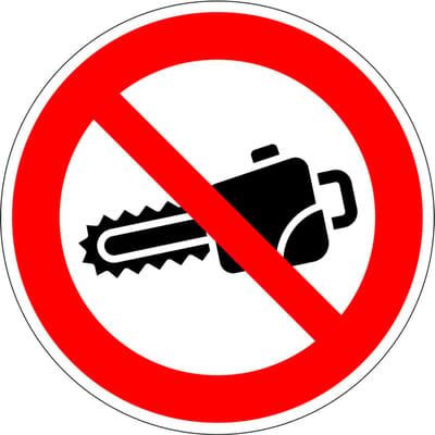 Kettingzagen verboden bord - kunststof 100 mm