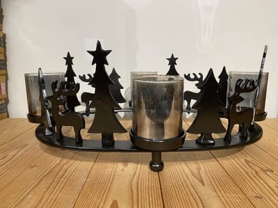 Kerstdecoratie met lichthouders zwart groot