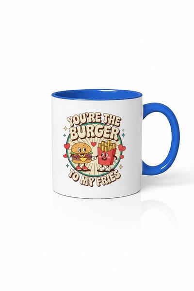 Liefdes Mok Burger & Friet - 'You're the Burger to My Fries' Romantisch Cadeau