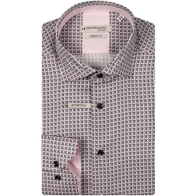 Giordano Overhemd Maggiore Satin Stretch Graphic Triangles Pattern Rood-Multi / male