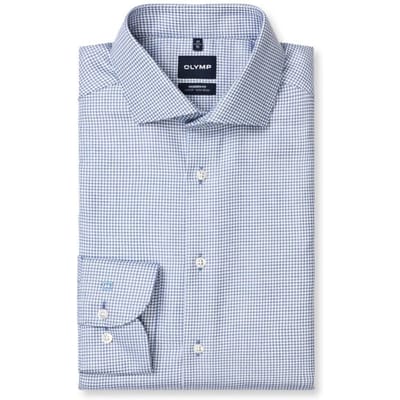 OLYMP Luxor modern fit overhemd - structuur - royal blauw - Strijkvrij - Boordmaat: 42 (EU maat: L)