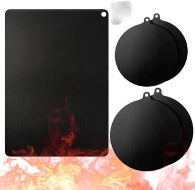 Antislipmat voor inductiekookplaten - Isolerende tafelmat - Beschermer voor inductiekookplaten - Set van 5 - Herbruikbare hoes voor inductiekookplaten - Krasbestendige mat voor inductiekookplaten - Zwart - 1 *35*25 cm + 2 *24 cm rond + 2 *22 cm rond