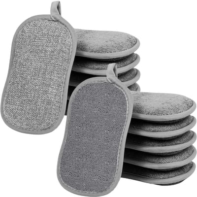 Dailygoods- Microvezelspons 12 stuks - Dubbelzijdige Keukenspons - Krasbestendig - Wasbaar - Multifunctioneel - 15 x 9 cm - Schoonmaak Spons