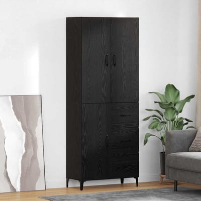 vidaXL Highboard Zwart Eiken 69,5 x 34 x 180 cm Bewerkt hout