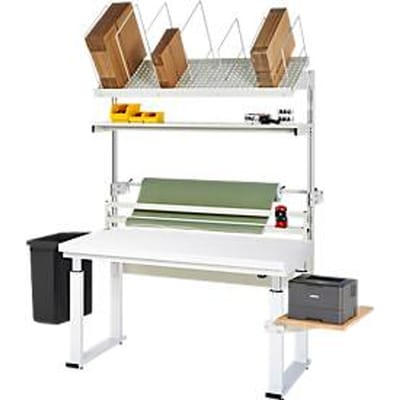 Rau inpaktafelsysteem 04 Werkbank serie adlatus 600, B 1500 x D 700 x H 740-1140 mm, HPL blad, tot 600 kg