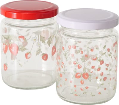 Voorraadpot aardbei 240ml glas