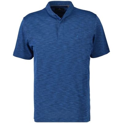 Ragman Polo Soft Knit Flame Design Stand Up Collar Blue Melange / male