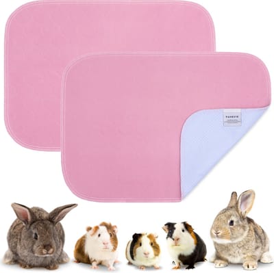 VANESTE Bodembedekking Knaagdieren en Konijnen - Cavia Fleece Liner met Antislip dots - Strooiselmat - Stofvrij - Wasbaar - 60x45 cm - Roze - 2 Stuks