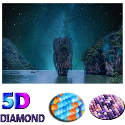DIY 5D Diamond schilderij zee landschap hars boor trein borduren kruissteek 20X30CM gray