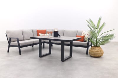 Viento/Darwin L-vorm lounge-/diningset links/rechts opstelbaar - Royal Grey/Antraciet
