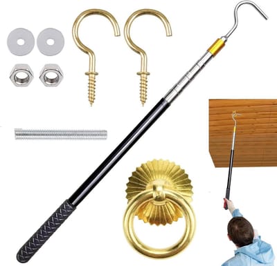 Ladder Treksysteem Kit - Zolderladder Hulp - Eenvoudig Ladder Gebruik - Verstelbare Trekstang - 10B cm - Zilver