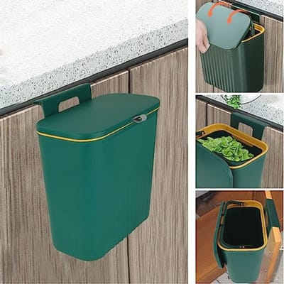 Hangen Afvalemmer 10 Liter - Kunststof Wandmontage Vuilnisemmer voor Keuken, Badkamer en Camping