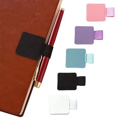 5 stuks zelfklevende leren houders, elastisch, rechthoekig, voor pennen, notitieboeken, ringen in verschillende kleuren