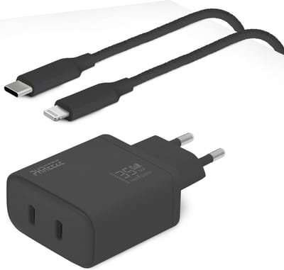 35w dubbele usb C adapter geschikt voor iPhone / iPad + Lightning usb C kabel 1 meter - Snellader geschikt voor Apple Lightning