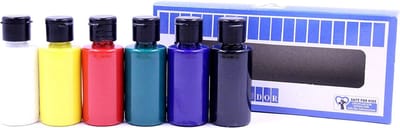 SÜDOR Acrylverfset voor kinderen en volwassenen | Universele verf voor hout, steen, canvas, polyester, papier, gips, stof, leer, metaal | Acrylverfset (6 x 40 ml basiskleuren)