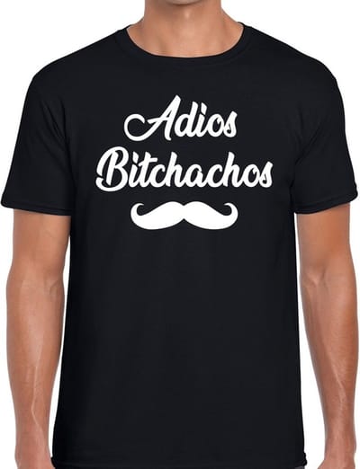 Adios bitchachos tekst t-shirt zwart heren - zwart heren fun shirt Adios bitchachos S