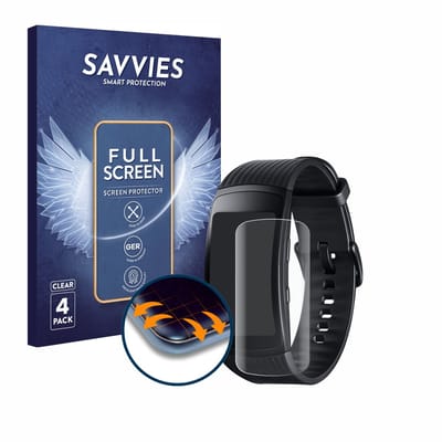 Savvies - Screenprotector voor Samsung Gear Fit 2 Pro - Folie Beschermfolie transparant volledig dekking 4 Stuks