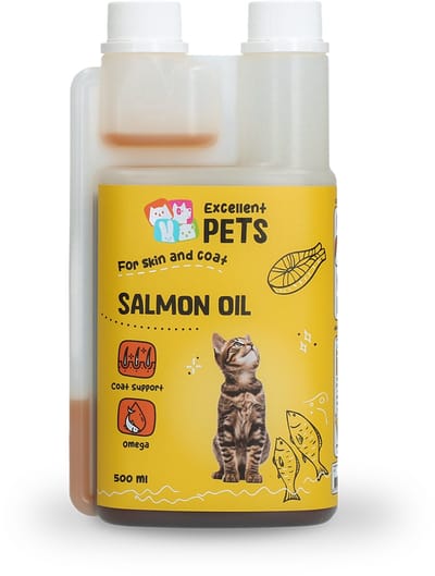 Excellent Pets Zalmolie 500 ml - Visolie - Omega 3-6-9 - Ondersteunt Huid en Vacht, Hart - Soepele gewrichten en Immuunsysteem - Weerstand Katten supplementen - Cat Salmon Oil