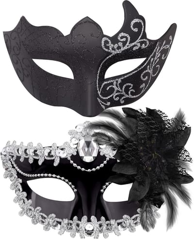 Verwen jezelf en je partner met een prachtig Venetiaans masker voor feesten, Halloween en carnaval - Zwart en zilver, met schitterende strassstenen