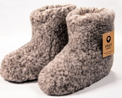 FAST WooL - 100% merinowol - Wollen sloffen - laars model - gemêleerd - maat 46