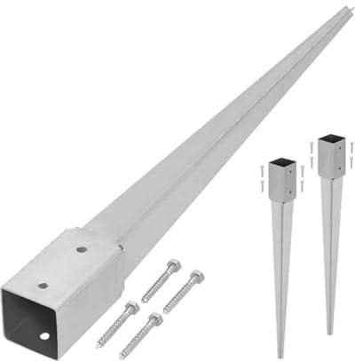 KOTARBAU® 2 stuks Paalhouder met Punt, Paalvoet, Verzinkt Staal, 75 cm, Zilver, 71 x 71 mm, Puntpaalhouder, Paalhouder voor Schutting, Tuinpalen Hout Inslag, Duurzaam