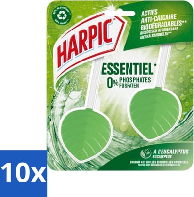 Harpic - Toiletblok - Eucalyptus - Met Natuurlijke Essentiële Oliën - 2 Blokjes - Bulkverpakking - 10 stuks