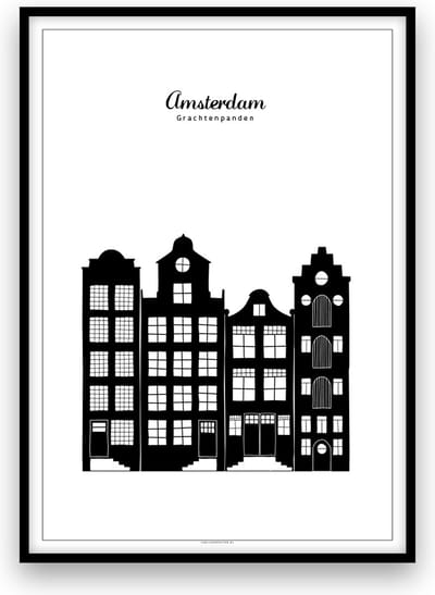 Amsterdam stadposter - Zwart-wit