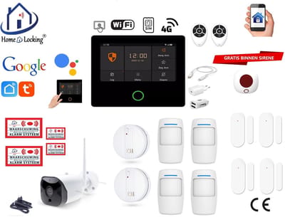 Draadloos alarmsysteem voor woning/camper/boot/caravan werkt met wifi en sim kaart en met spraakgestuurde apps. (Nederlands of Frans stem en tekst) ST01A-30