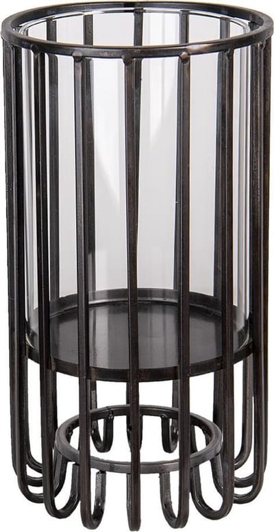 Clayre & Eef Windlicht Ø 14x25 cm Zwart Metaal
