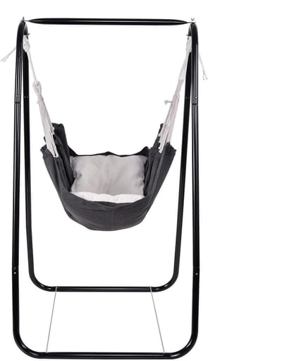 Hangmatstoel met standaard - Schommelstoel buiten - Buiten ontspannen - Stabiele A-vorm - 85 x 45 cm - Donkergrijs