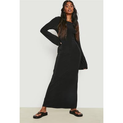 boohoo Dames Heavy Soft Touch Maxi-jurk met lage rug | Black | Maat: 14