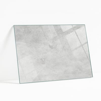 Wallfluent - Betontextuur Met Scheuren Glazen Plaat - 80 x 60 cm - Grijs Glasplaat Tafel - Rechthoekig Tafelblad Glas - Gehard Glas - Gehard Glazen Tafelblad Voor de Eettafel in de Eetkamer