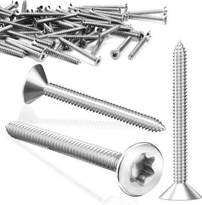 220x RVS Torx Houtschroeven 4x35mm V2A Zelftappend met Verzonken Kop en Volledige Schroefdraad