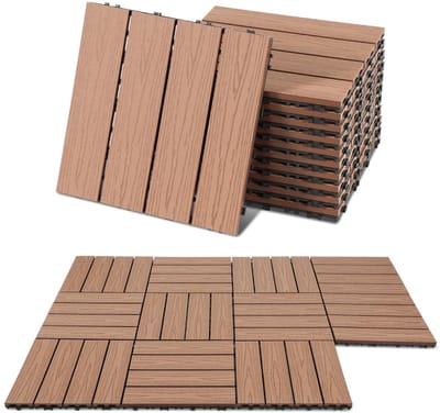 WPC Terras Tegels - Vlonder Tegels Kliktegels - Balkon Tuin - Waterdicht Corrosiebestendig - 30x30 cm - Bruin