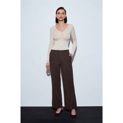 Dames Hoge Taille Wijde Pijpen Faux Leren Broek