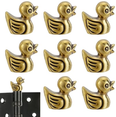 Solidchoice- Scharnierkop 8 stuks - Messing Eend - Antieke Gouden Afwerking - Decoratieve Topper - Verzamelbeeldjes - Compact Formaat 14,5 x 10,5 x 14,5 mm - Decoratie