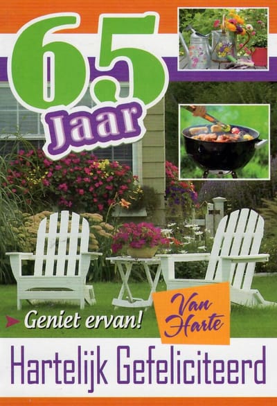 Wenskaart Gefeliciteerd 65 Jaar - D4232/138 - Luxe verjaardagskaart - 12x17cm - Gevouwen Wenskaart inclusief envelop - Leeftijdskaart