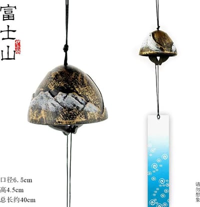 Mount Fuji – Japan - Brons kleur - Met - Gratis 1 Willekeurige Kleur - windklokken - ijzeren windbellen – Harmonie – Geweldig geluid – Feng Shui - voor tuin, terras, balkon, woondecoraties