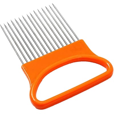 Draagbare Roestvrijstalen Uiensnijder Fixeernaald Steaknaald voor Gebruik in Huiskeuken (Oranje) Orange orange