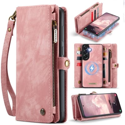 CaseMe Hoesje - Geschikt voor Samsung Galaxy A57 Hoesje - CaseMe 008 2-in-1 Book Case & Back Cover met Portemonnee - Roze