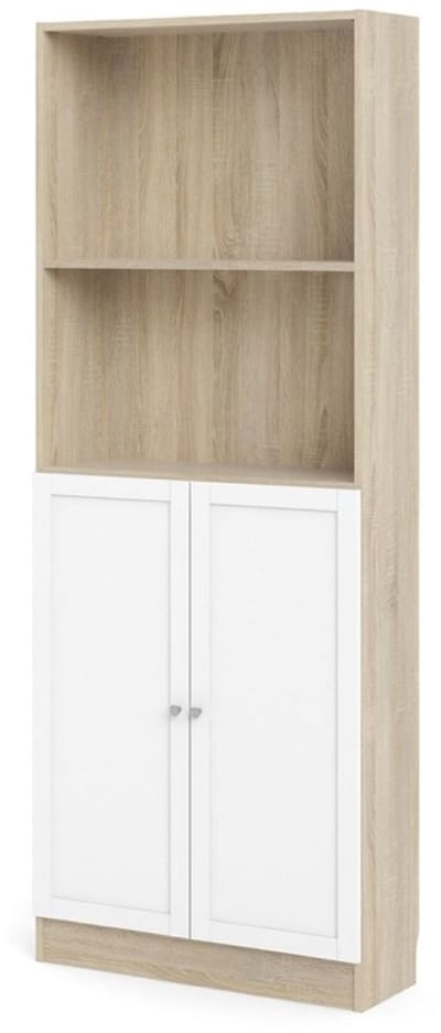 Base wandkast 1 plank en 2 deuren eiken structuur decor, wit.