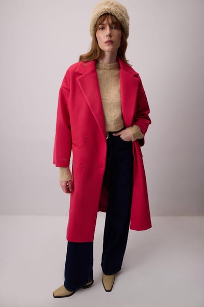 Touché Privé - Oversize wollen jas - Fuchsia - Dames