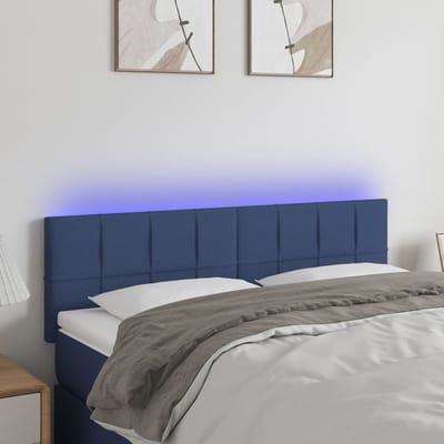 vidaXL - Hoofdbord - LED - 144x5x78/88 - cm - stof - blauw