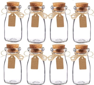 Solidchoice - Set van 15 Glazen Melkkannen met Kurkdeksel