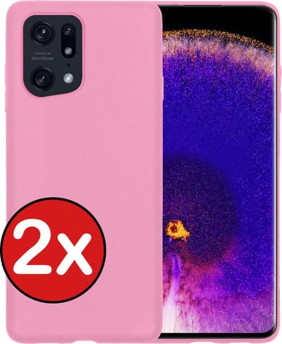 Hoesje - 2 Stuks - Geschikt voor OPPO Find X5 - Sterk & Shockproof - Telefoonhoes - Back Cover - Case Siliconen - Telefoon Hoes - Lichtroze