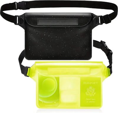 Livano Waterdichte Telefoonhoesjes - Waterdicht Telefoonzakje - Waterproof Festival Opbergtasje - Documententasje - Waterbestendig - 2 Stuks Zwart & Geel