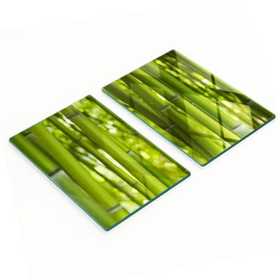 Glazen snijplanken met decoratieve bamboe-afbeeldingen, 2x40x52 cm